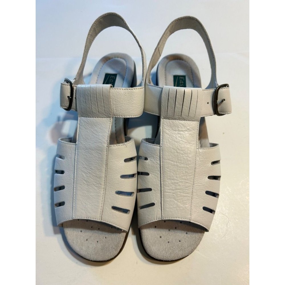 Women's Easy Spirit Allise Sandals Size 8.5 N White Textured Leather